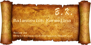 Balassovich Karmelina névjegykártya